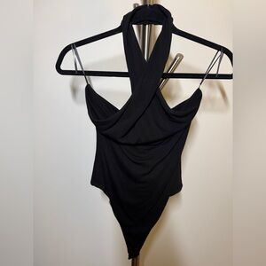 Naked Wardrobe Black Viscose Bodysuit